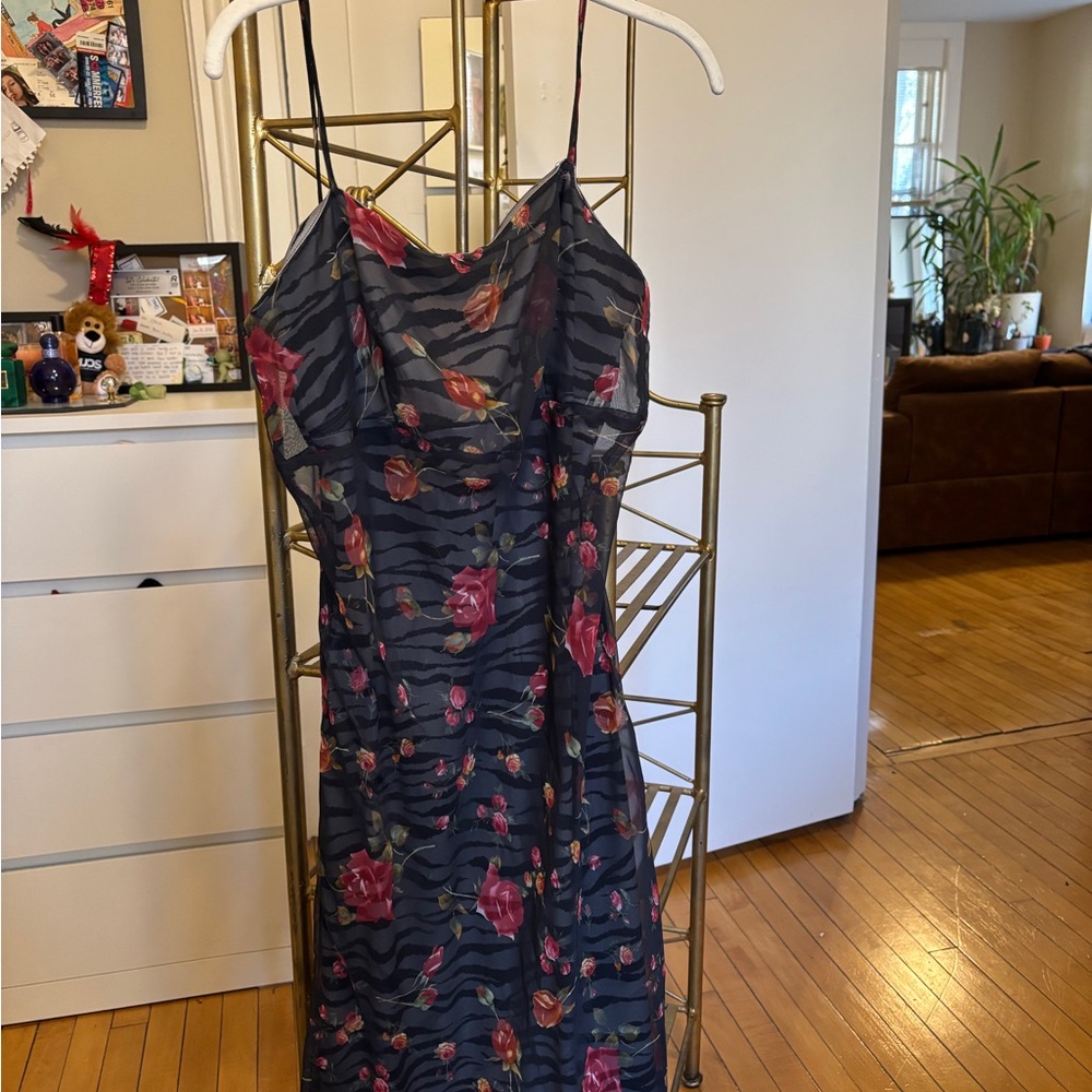 90s Zebra Floral Print 90’s Women's Dress